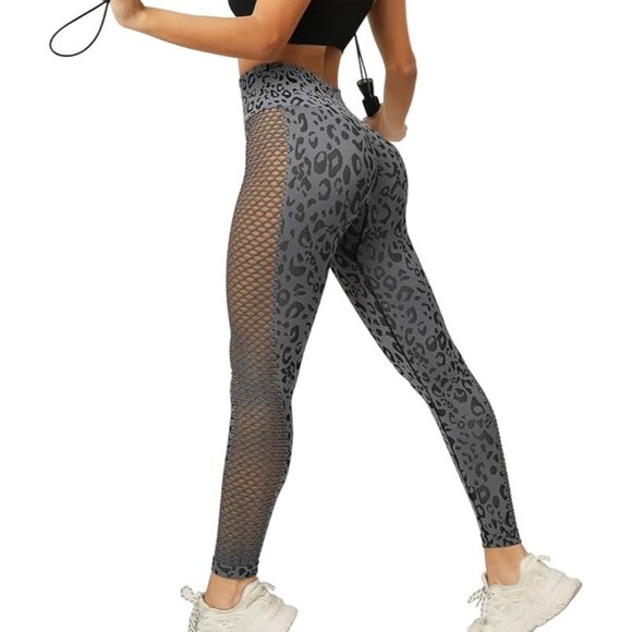 JBT High Waisted Tummy Control Leggings Soft Compression Lifting Sz Med Leopard - Picture 2 of 5